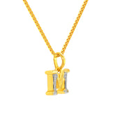 22K Two Tone Gold "M" Initial Pendant
